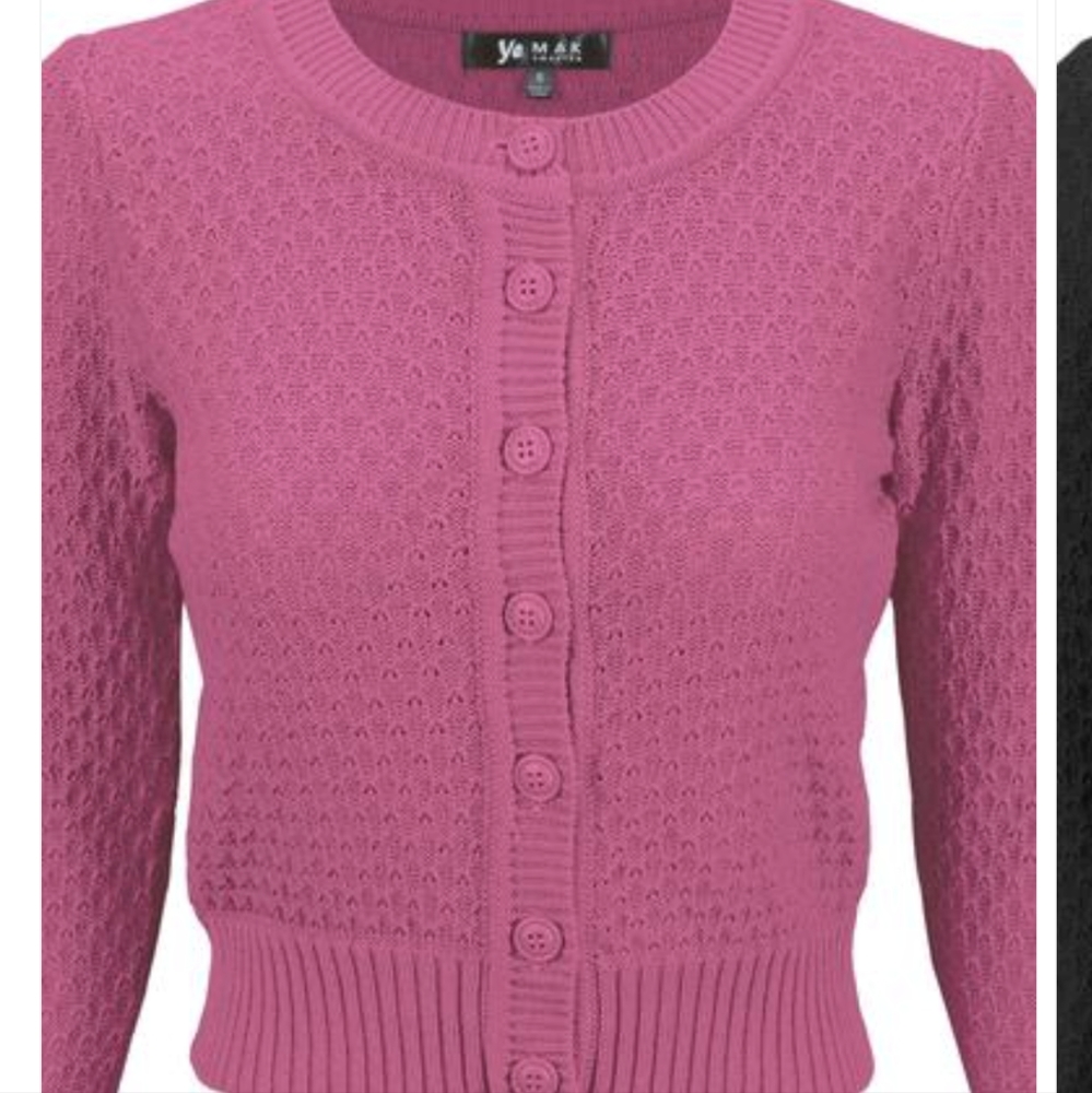 Retrolicious Waffle Cardigan in Magenta
